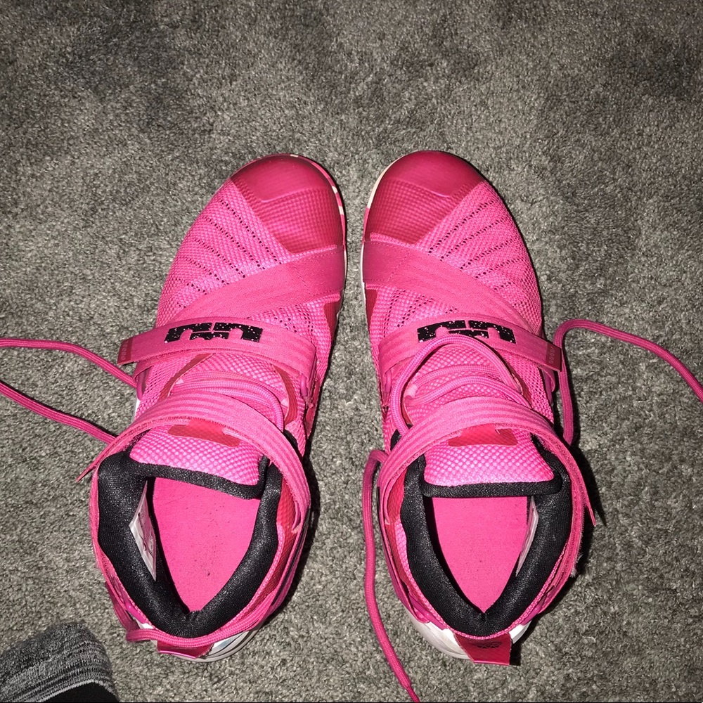 Pink breast cancer awareness Nike lebrons